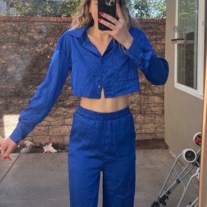 Blue Women's Pants & Jumpsuit Set